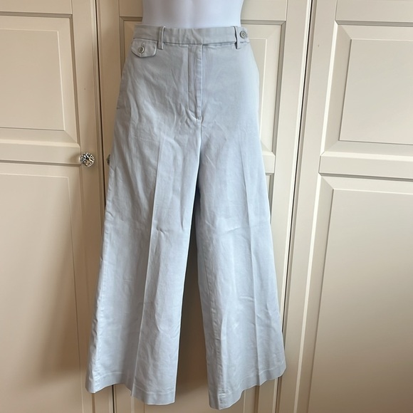 Theory Nadeema Relaxed Chino Pants Size 8, light blue capri Wide Leg, Cotton. - Picture 3 of 13
